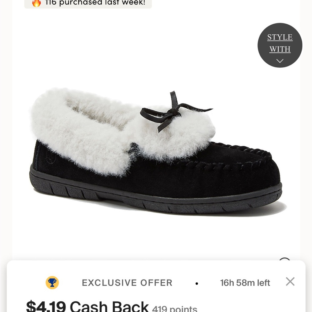 NIB Lands end Suede Shearling moccasin slippers
